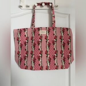 BRAND NEW Sezane Pink Floral Stripe Canvas Tote